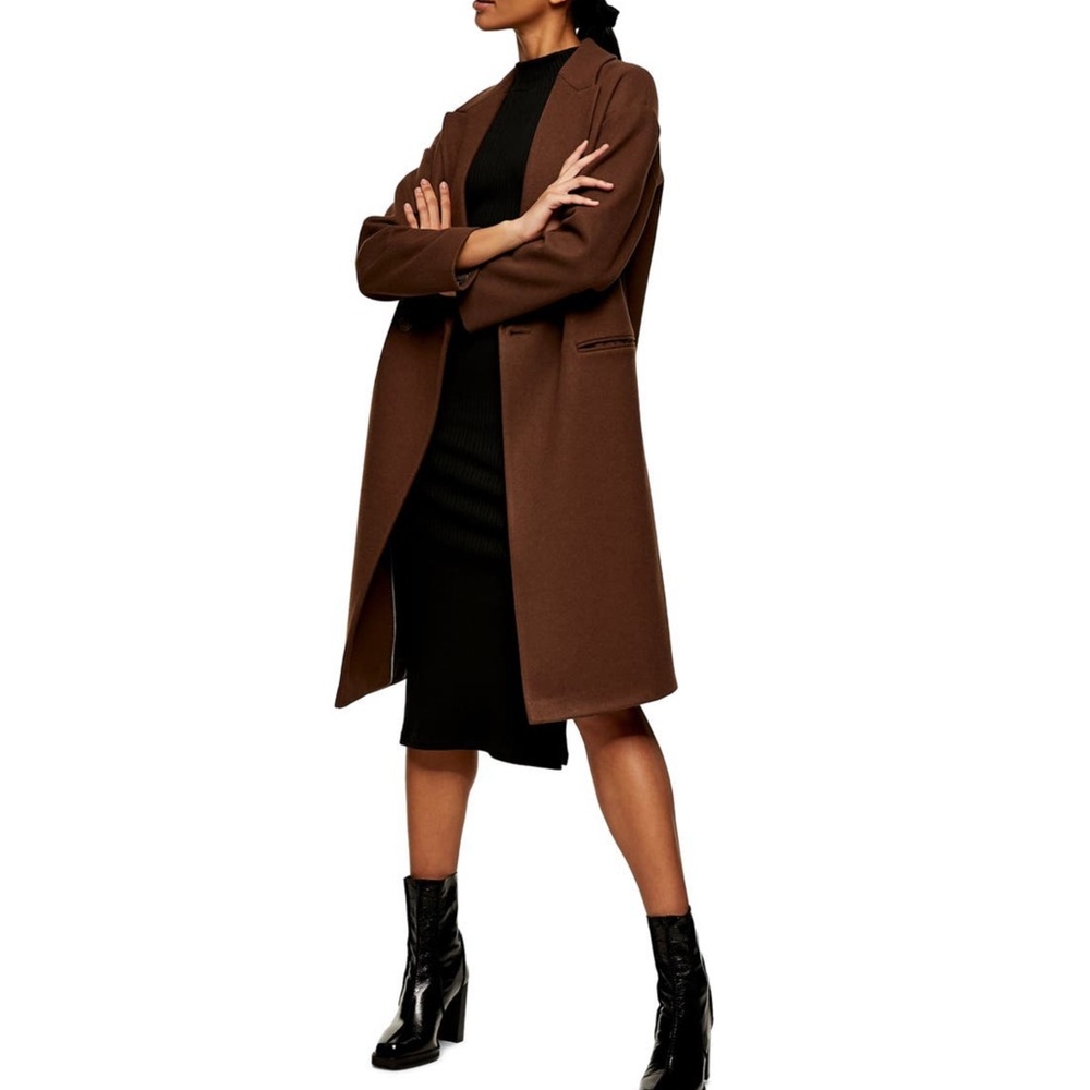 COPY - NWT Topshop’s Double Breasted Brook Coat in Chocolate sz 10